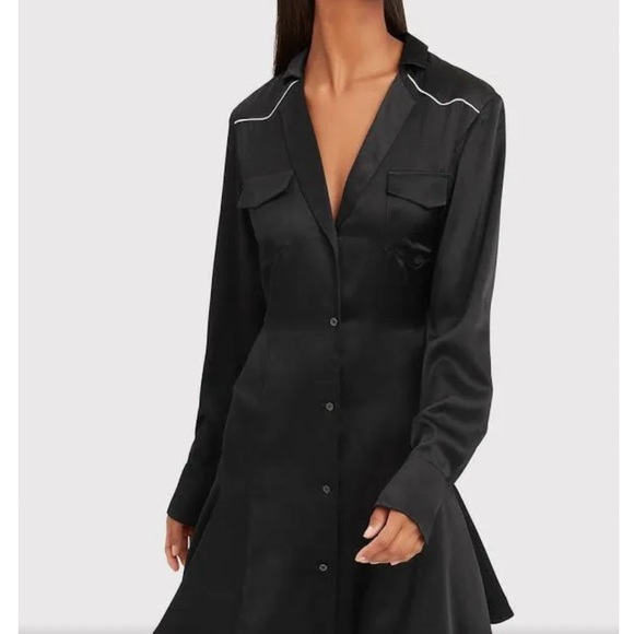 A.L.C. Black Notch Collar Shirtdress - Picture 4 of 6